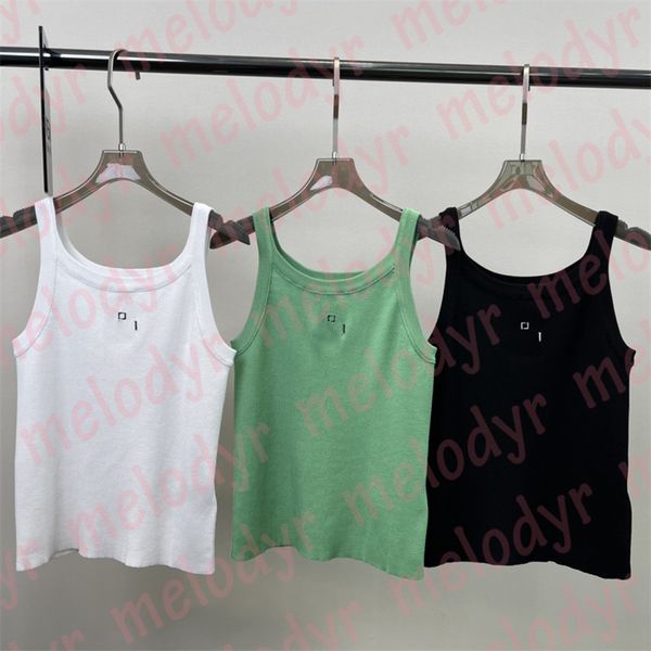 

embroidery letter t shirts summer sport vest women designer knitted tank sweater, Black