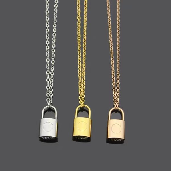 

2023 brand fashion v-shaped lock head pendant necklace for women's new product couple charm designer necklace 316l luxury jewelry, Silver