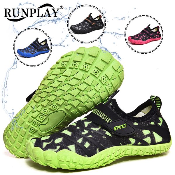 

water shoes children beach wading shoes quickdry water sports shoes drainage barefoot aqua shoes kids swim diving fishing surfing sandals 23, Black