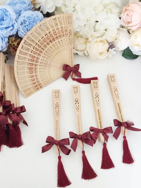 

personalized wooden hand fan wedding favors and gifts for guest sandalwood baby shower party decoration folding fans, White