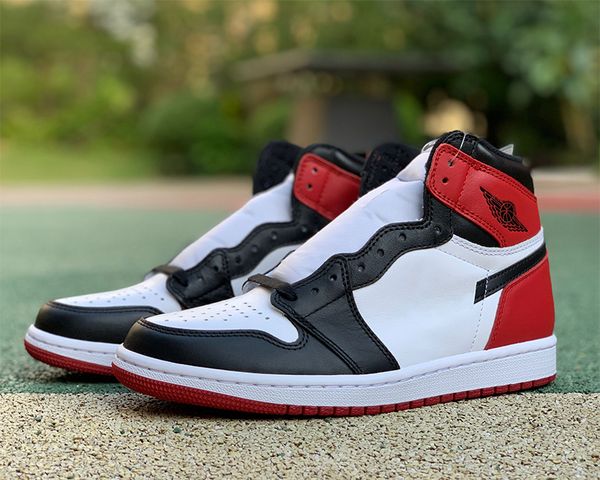 

basketball shoes high og jumpman 1 black toes mens red sports sneakers with box