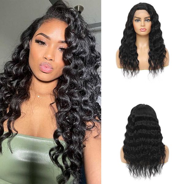 

hair wigs water wave lace front human l frontal brazilian loose deep curly preplucked closure 230413, Black