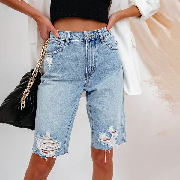 

women's shorts cycling denim shorts woman fashion high waist hole five-point shorts washed summer thin short jeans 230413, White;black