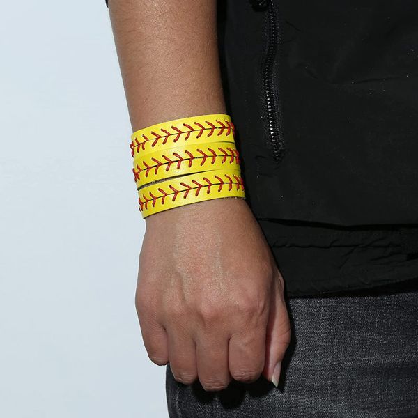 

softball baseball cuff basketball jewelry | authentic leather ball bracelet, White