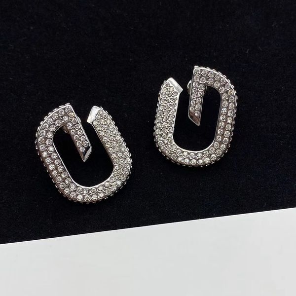 

charm full of drill lettering simple style fashion designer earrings, Golden