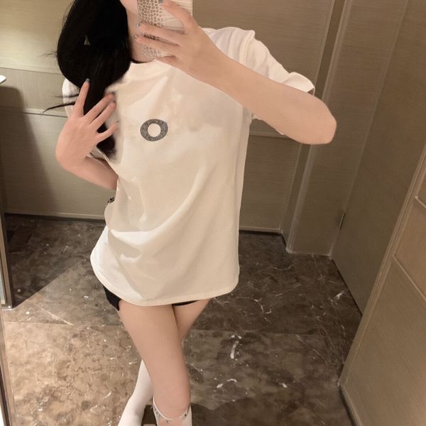 

women's t-shirt 2023 summer new trend new fashion drill letter print loose casual fashion men and women with the same paragraph asian s, White