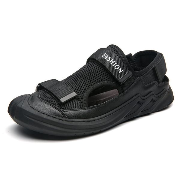 

sandals sandals men large soft sole summer slippers baotou breathable beach shoes outdoor casual shoes chaussure homme size 3846 230413, Black