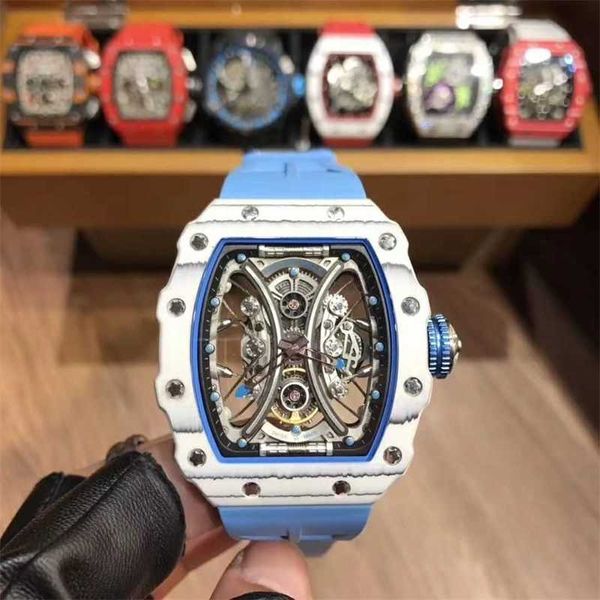 

milles watch carbon fiber watch men's same style bucket shaped large dial waterproof personality fully automatic hollow out mechanical, Slivery;golden