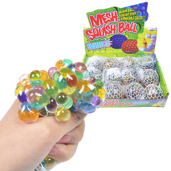 

6.0CM Size Squishy Ball Fidget Toy Colorful Water Beads Mesh Squish Grape Ball Anti Stress Squeeze Balls Stress Relief Decompression Toys Anxiety Reliever