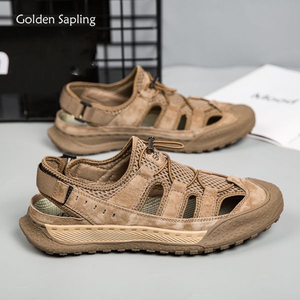 

sandals golden sapling summer loafers breathable men's outdoor sandals fashion platform shoes classics men casual flats mountain sandal, Black