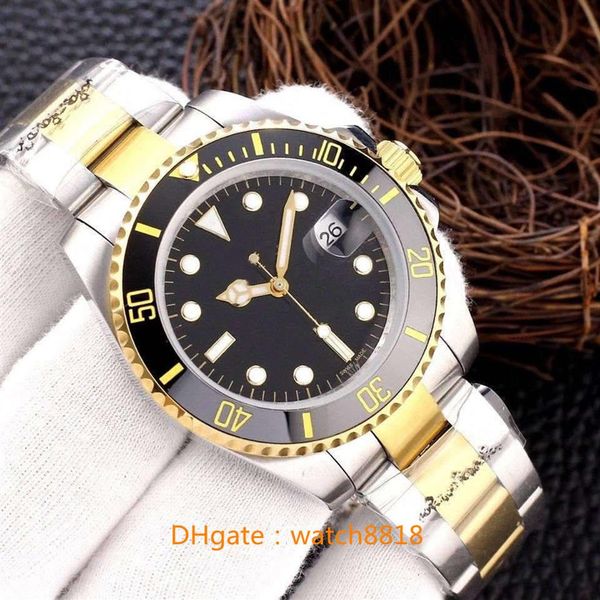 

men's watches automatic mechanical ceramics waterproof 41mm full stainless steel gliding clasp swim wristwatches sapphire lum235r, Slivery;brown