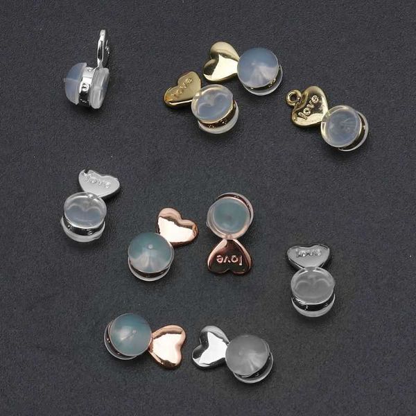 

stud 10pcs heart love magic earring lifters earring lifts backs adjustable hypoallergenic earring nuts ear lobe support p230411, Golden;silver