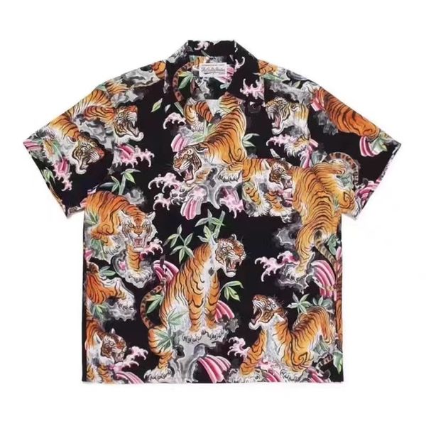

pattern printing shirt men women 2023ss hawaiian shirts, White;black
