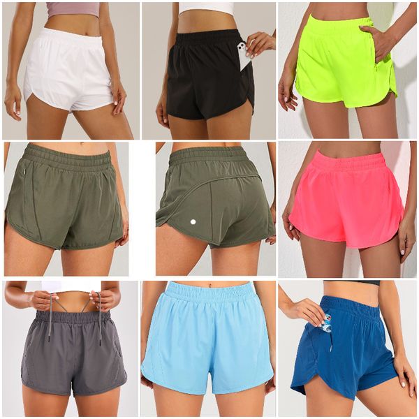 

lu-0260 brand womens yoga outfits shorts exercise short pants with zipper pocket fitness wear girls running elastic female pants sportswear