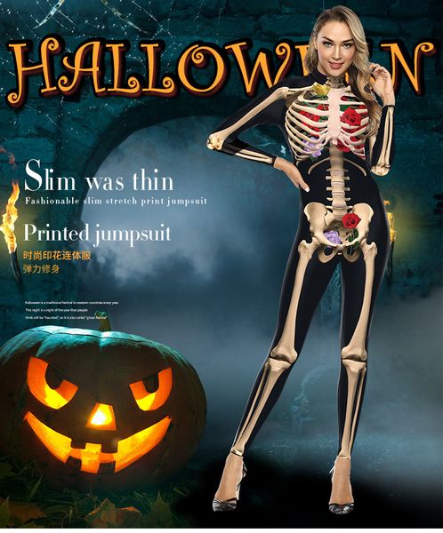 

daijianglai theme costume nadanbao polyester game anime role-playing fantasy in europe and america rose 3d human skeleton stage performance, Black;red