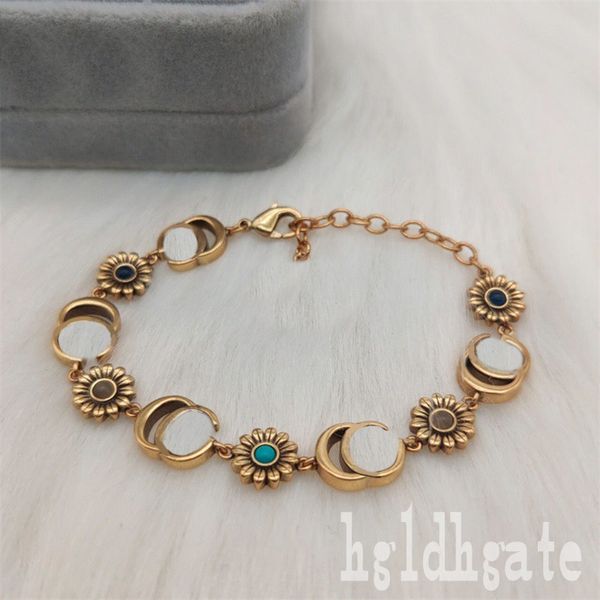 

flowers charm bracelet designer mens bracelet gold plated diamond pulsera ice out letters simple double g girls party jewellery luxury brace, Golden;silver