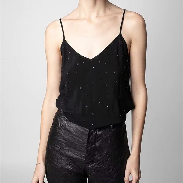 

camisoles tanks women shiny sling sleeveless v-neck off-shoulder backless ladies spring summer camisole 230413, Black;white