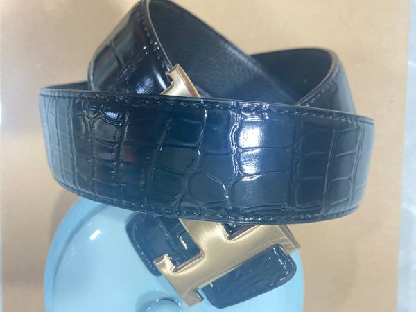 

2023 belt for women fashion h buckle genuine leather belt width 38mm highly quality designer brilliant colorful coating men women h belts, Black;brown