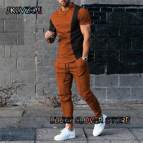 

men's tracksuits summer retro suit print men round neck trousers 2 pieces sets tracksuit tshirts long pants trend jogging sportwear clo, Gray
