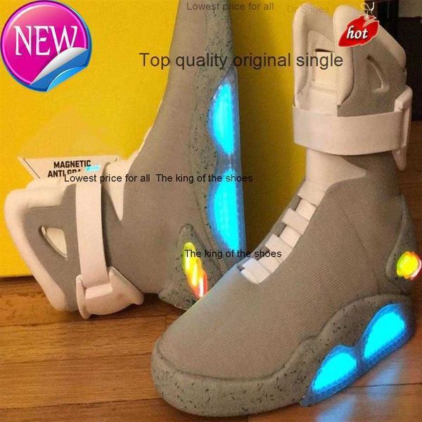 

2023 air mag automatic laces casual shoe sneakers marty mcfly's led shoes man back to the future glow in the dark gray boots mcflys, Black
