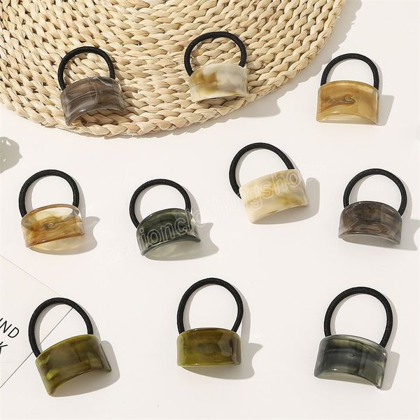 

fashion hair tie women elastic hair band personality simplicity colorful acetate hair rubber band girl hair accessories, Slivery;white