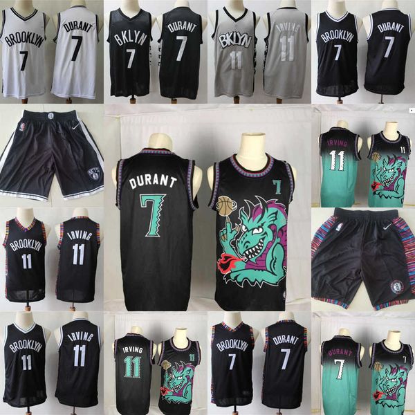 

brooklyn''nets''men throwback jersey kyrie 7''durant kevin 11''irving basketball shorts basketball j, Black;red