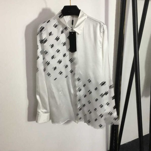 

23ss shirt high neck blouse designer women long sleeved shirt letter print lapel long sleeve shirts women clothes a1, White