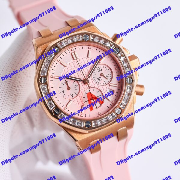 

men's watch fashionable women's watch 26231 pink diamond dial quartz time code watch men's watch 316l steel rose gold case pi, Slivery;brown