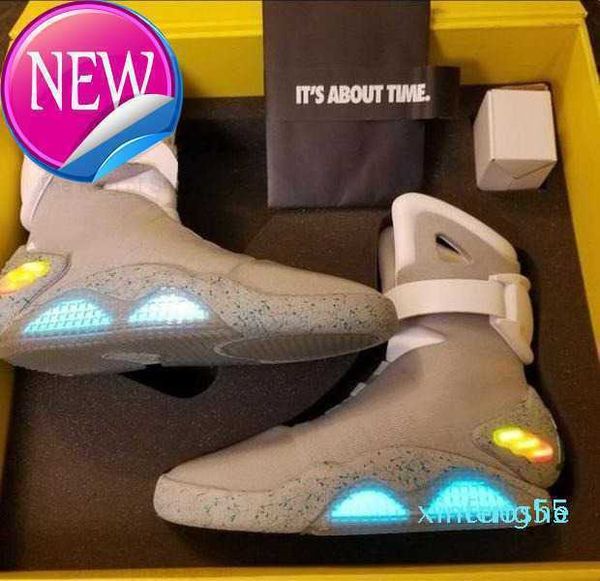 

2023 automatic laces sneakers led shoes dark gray marty mcfly 's lighting up mags black red air mag back to the future glow in the with
