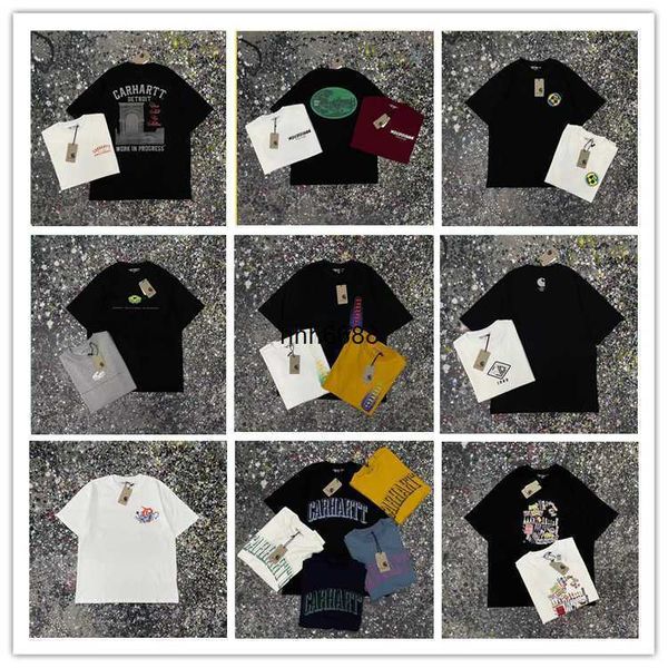 

p2m6 2023 men's and women's fashion t shirt tooling high street brand carhart harajuku style series 9 printed short sleeved summer, White;black