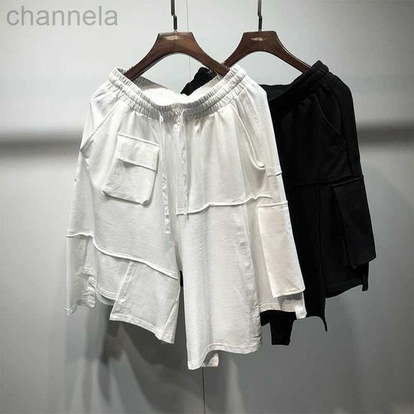 

men's shorts summer large size high street style fashion irregular trouser legs loose designer pant men's dark harlan shorts, White;black