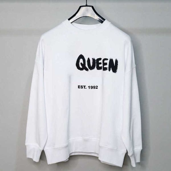 

plus size mens sweater queen designer sweatshirt men women hoodie long-sleeved tshirt round neck pullover coat cotton casual sweaters tracks, Black