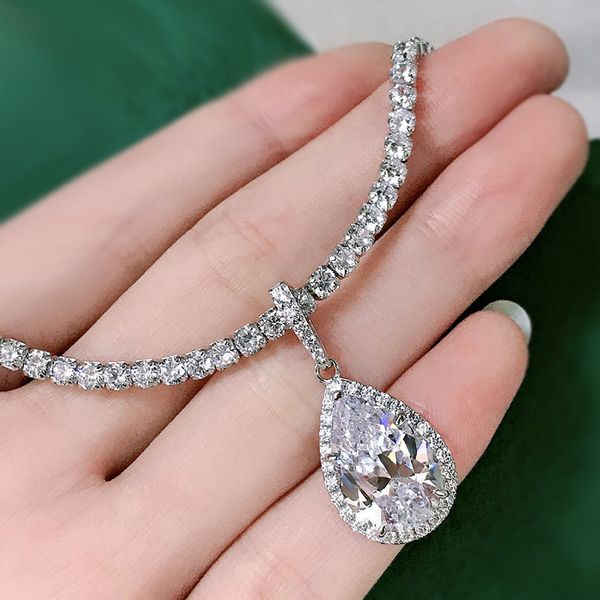 

water drop 6ct moissanite diamond pendant 925 sterling silver party wedding necklaces for women bridal promise birthday jewelry