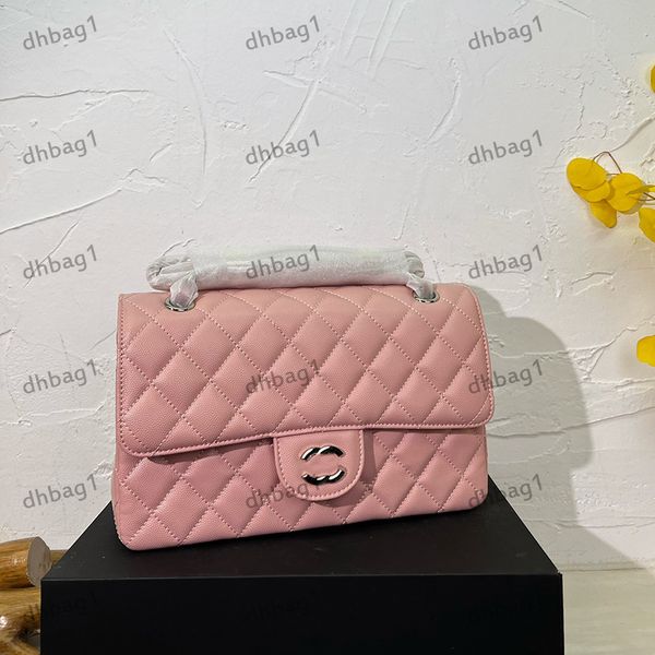 

cf designer womens shoulder bag genuine leather candy color silver metal buckle thin chain portable crossbody bag caviar woc flip women bags