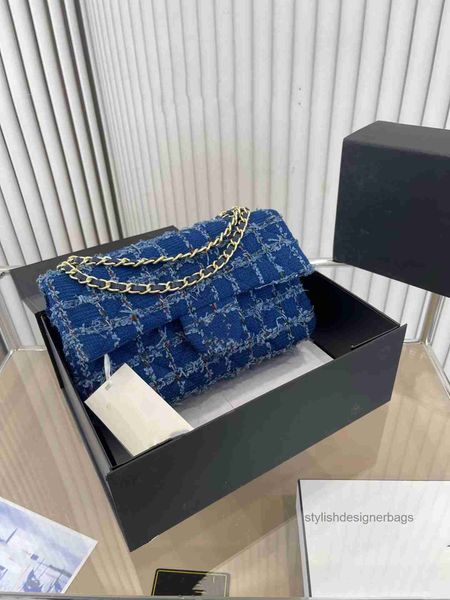 

shoulder bags cc bag shopping bags luxury french designer denim cowboy pleated blue fashion gold-tone metal chain hardw 20cm