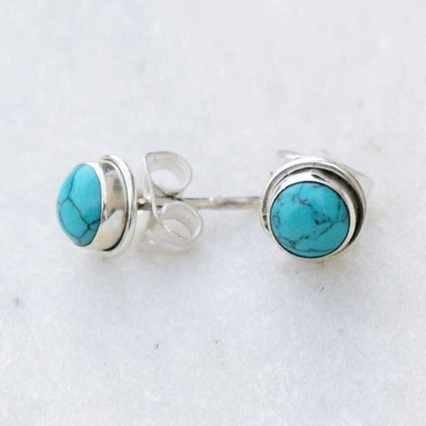 

stud bohemian blue stone small stud earring for women retro ethnic earrings girls wedding party accessories birthday gift p230411, Golden;silver