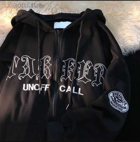 

spider print zip oversized hoodie men punk sport loose coat harajuku gothic streetwear long sleeve korean fashion 220819 9mz34, Black