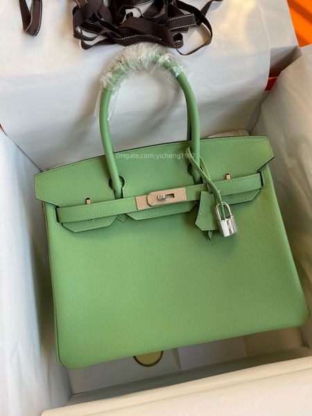 

10a avocado green gold hardware women handbag tote luxury designers bag fully handmade itally epsom leather wax line stitching wholesale cus, Black;red
