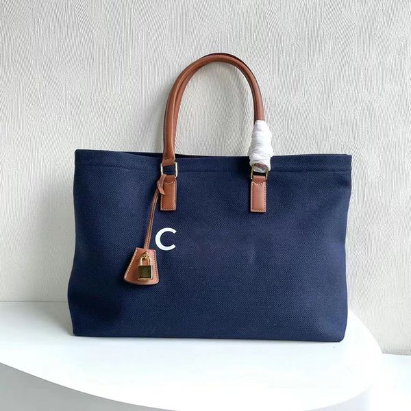 

classic designer large denim totes beach shoulder weekender bag with bovine leather for women