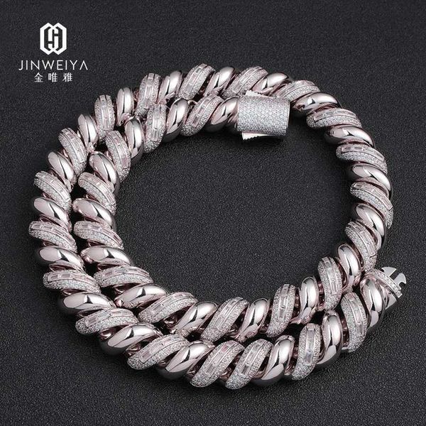 

new design diamond hip hop necklace zircon brass rope chain iced out chain for men women necklace, Silver