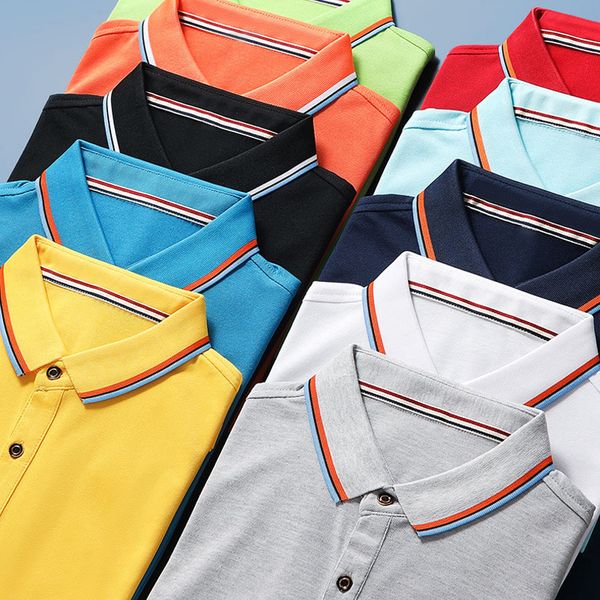 

2023designer fashion business clothing polo embroidered collar details short sleeve polo shirt multi-color custom-made advertising shirt wor, White;black