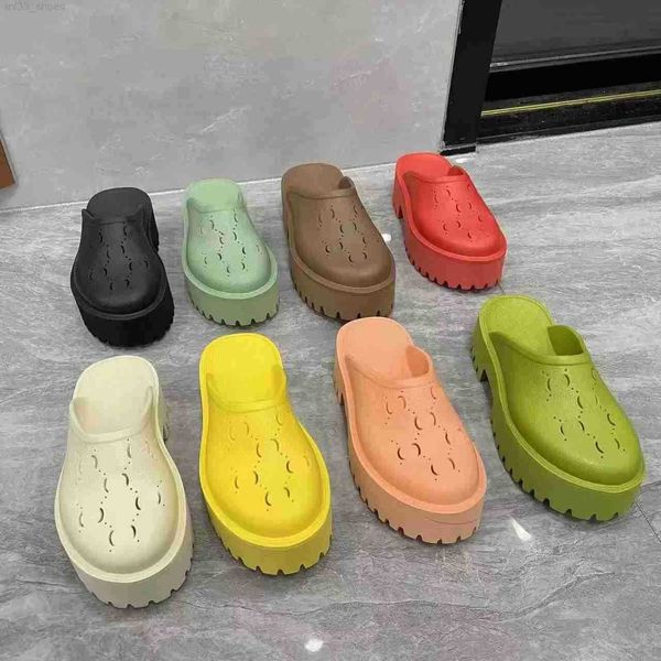 

designer slippers platform ladies slippers womens rubber thick sole fashion new styles men jelly colors transparent materials slip-on beach, Black