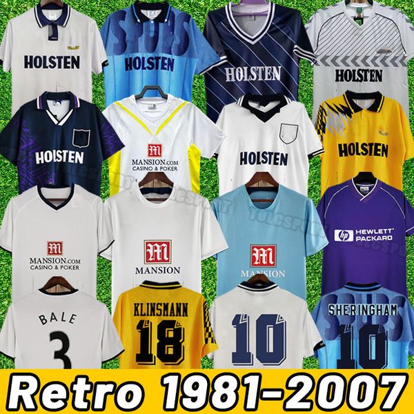 

totten ham retro soccer jerseys klinsmann gascoigne anderton sheringham ginola bale ferdinand modrid 06 07 08 09 81 82 83 84 91 93 94 95 98, Black;yellow
