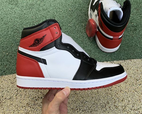 

basketball shoes high og jumpman 1 black toes mens red sports sneakers with box