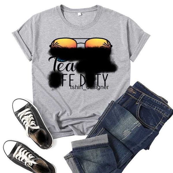 

cloth offs designer sunglasses teacher off duty printed short sleeve t-shirt women's summer loosevr9t, White