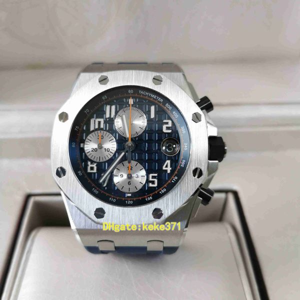 

perfect apf mens watches 26470st.oo.a027ca.01 26470 42mm chronograph stainless rubber strap cal.3126 movement transparent automatic mechanic, Slivery;brown