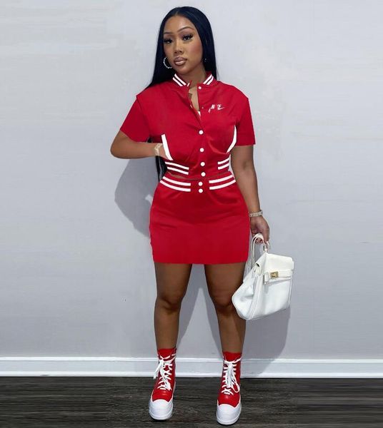 

fn266 women's two piece dress short sleeve baseball cardigan designer jacket skirt sets women's clothing, White