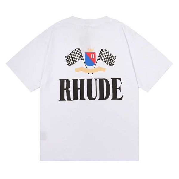 

2023 designer rhude mens t shirts summer mens women clothing fashion short sleeves eu size s-xxl 3color, White