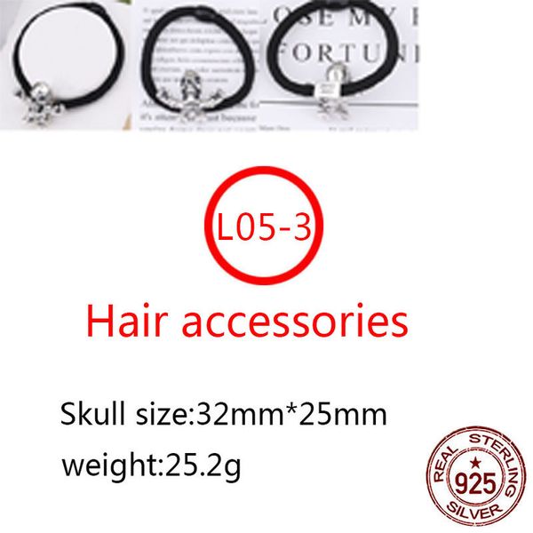 

l05-3 s925 sterling silver hair band personalized fashion punk hip hop style skull hair ornament headrope cross flower letter shape lover gi