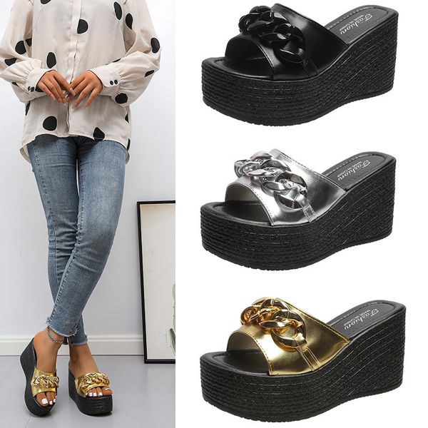 

slippers women's slippers summer shoes beach casual flip flops female slides bohemian shoes platform wedge footwear sandals fashion 230, Black
